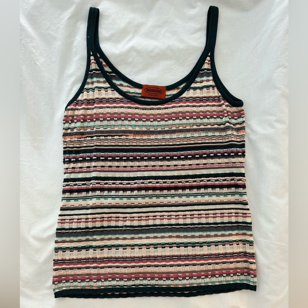 Missoni Italian knit top. Multi color gorgeous with white black or turquoise